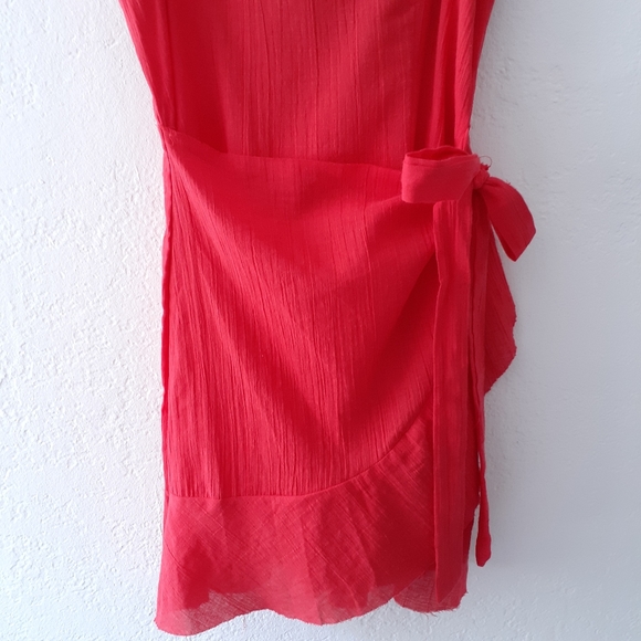 Polly Princess Red Mini Wrap Dress - Picture 7 of 11